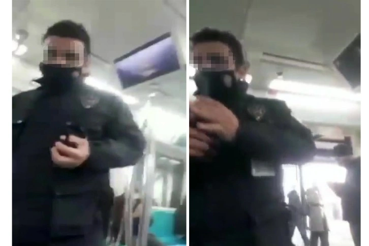 Marmaray'da maske takmayan yolcularla güvenliğin tartışması kamerada